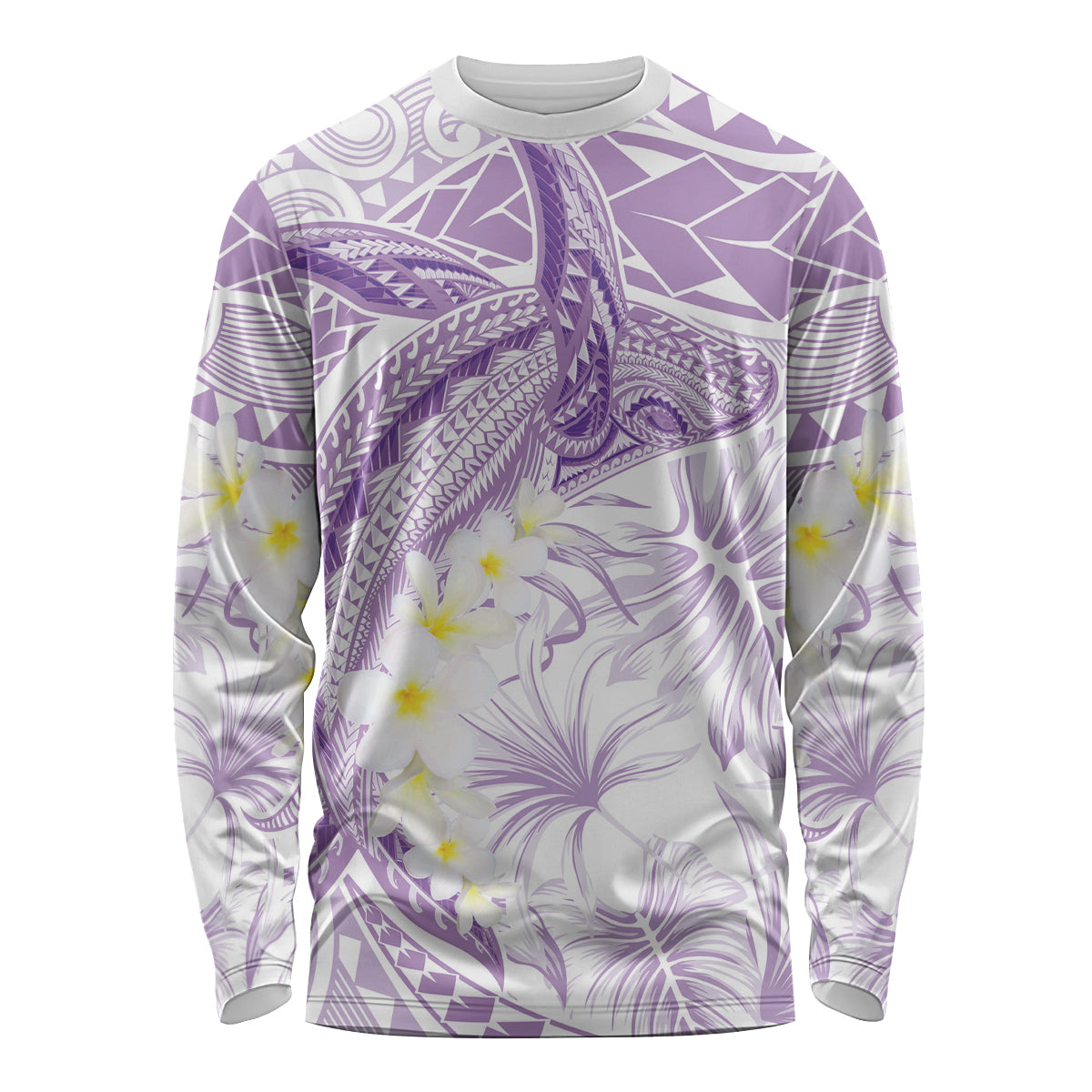Polynesia Humpback Whale Long Sleeve Shirt Tropical Plumeria Lavender LT7 Unisex Lavender - Polynesian Pride