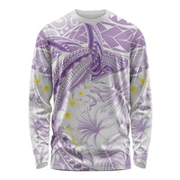 Polynesia Humpback Whale Long Sleeve Shirt Tropical Plumeria Lavender LT7 Unisex Lavender - Polynesian Pride