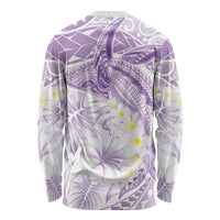 Polynesia Humpback Whale Long Sleeve Shirt Tropical Plumeria Lavender LT7 - Polynesian Pride
