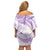 Polynesia Humpback Whale Off Shoulder Short Dress Tropical Plumeria Lavender