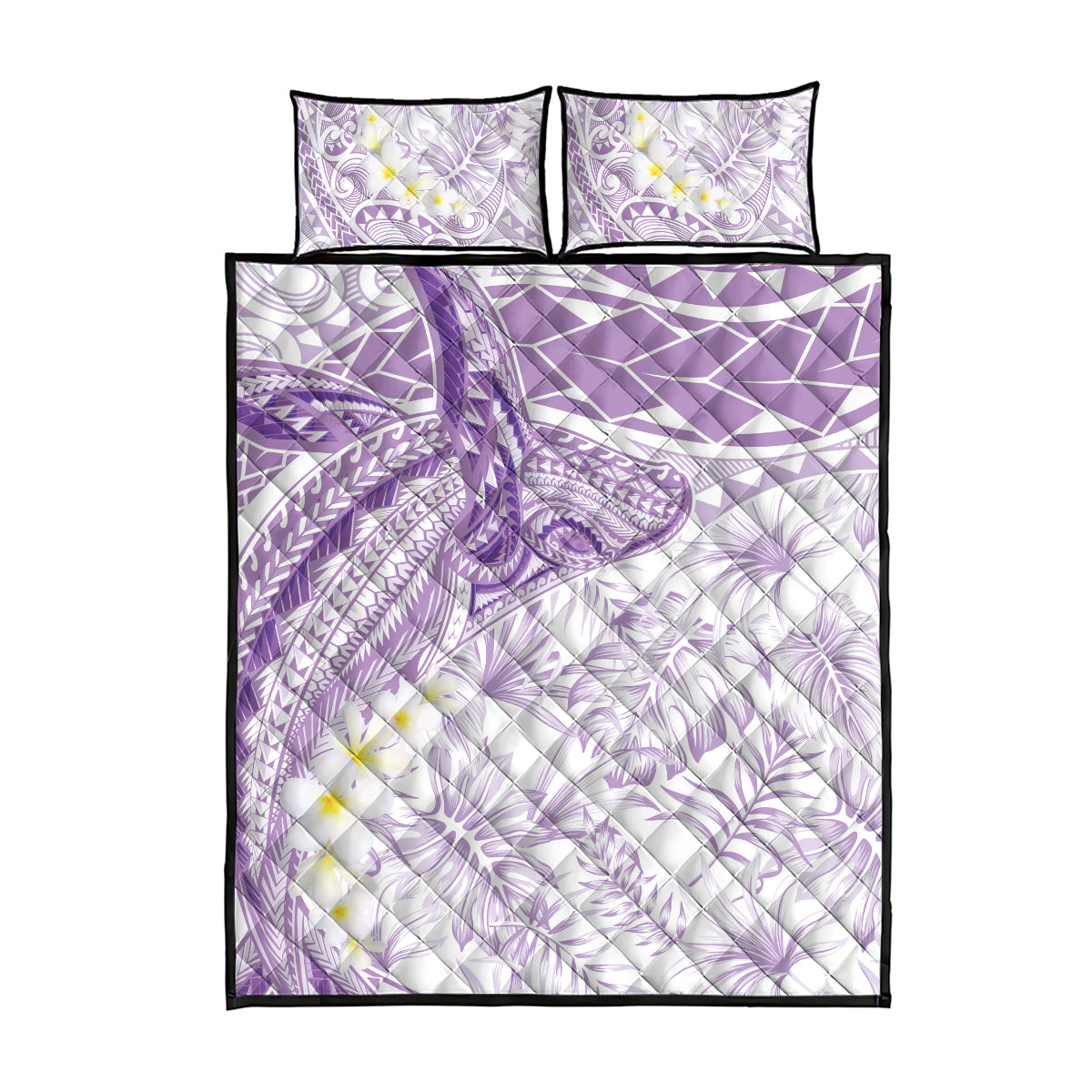 Polynesia Humpback Whale Quilt Bed Set Tropical Plumeria Lavender LT7 - Polynesian Pride