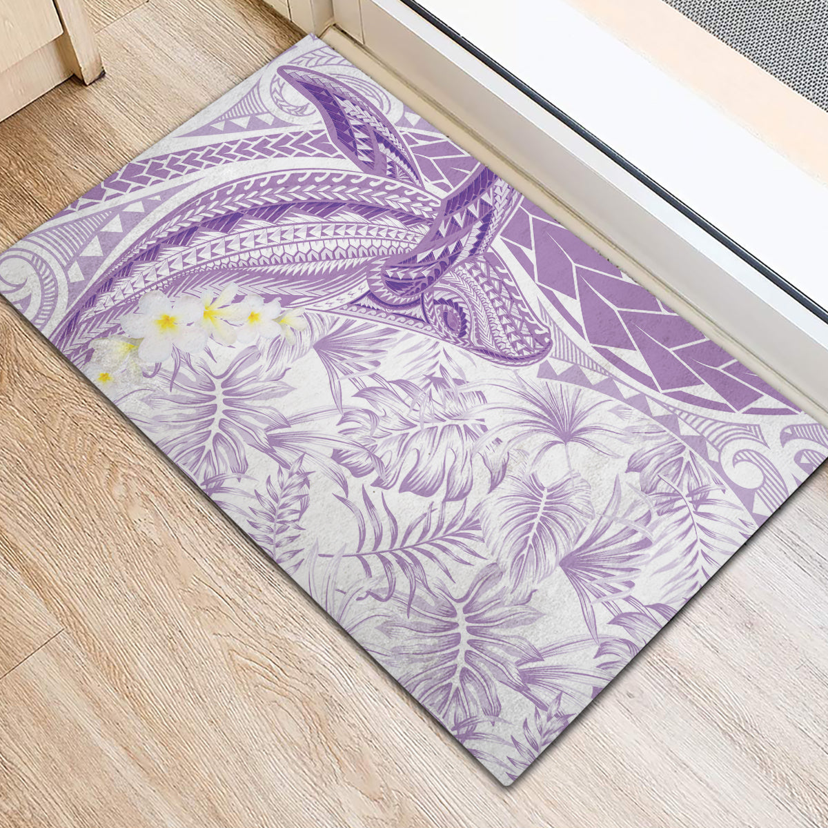 Polynesia Humpback Whale Rubber Doormat Tropical Plumeria Lavender LT7 - Polynesian Pride