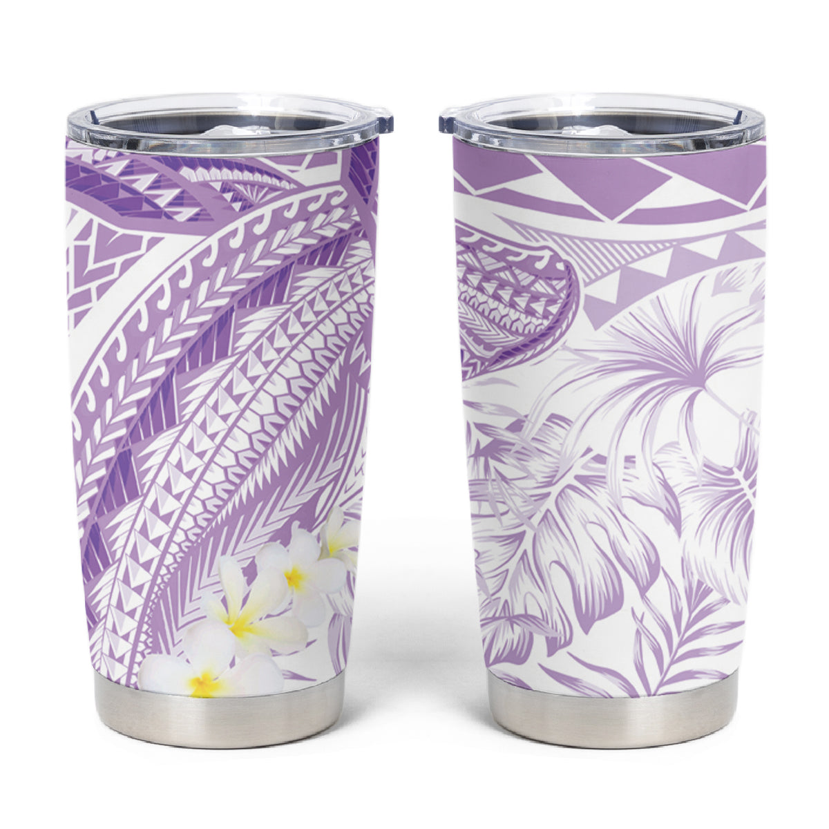 Polynesia Humpback Whale Tumbler Cup Tropical Plumeria Lavender LT7 Purple - Polynesian Pride
