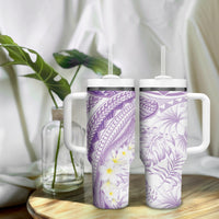 Polynesia Humpback Whale Tumbler With Handle Tropical Plumeria Lavender LT7 - Polynesian Pride