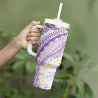 Polynesia Humpback Whale Tumbler With Handle Tropical Plumeria Lavender LT7 - Polynesian Pride