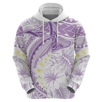 Polynesia Humpback Whale Zip Hoodie Tropical Plumeria Lavender LT7 - Polynesian Pride