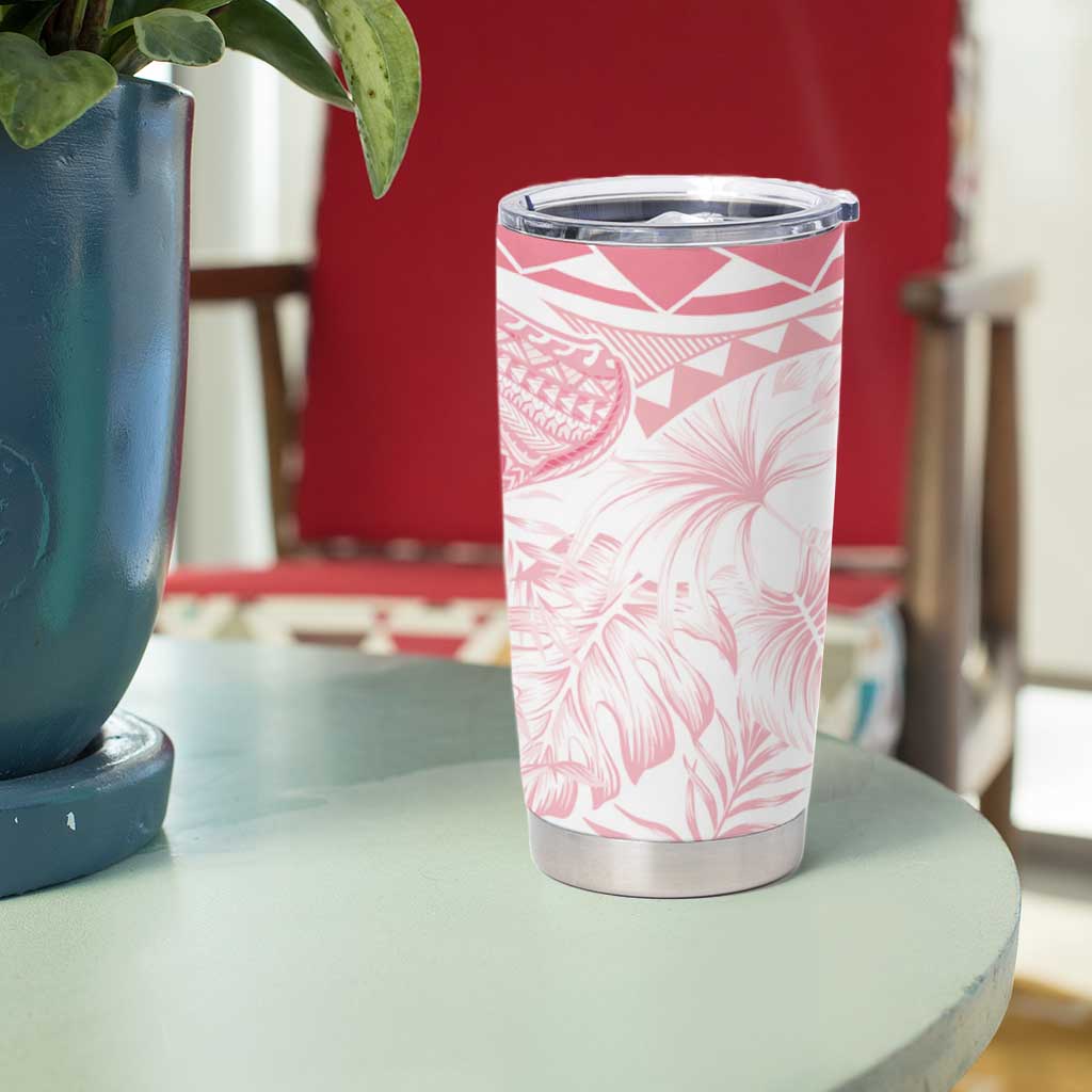 Polynesia Humpback Whale Tumbler Cup Tropical Plumeria Pink LT7 - Polynesian Pride
