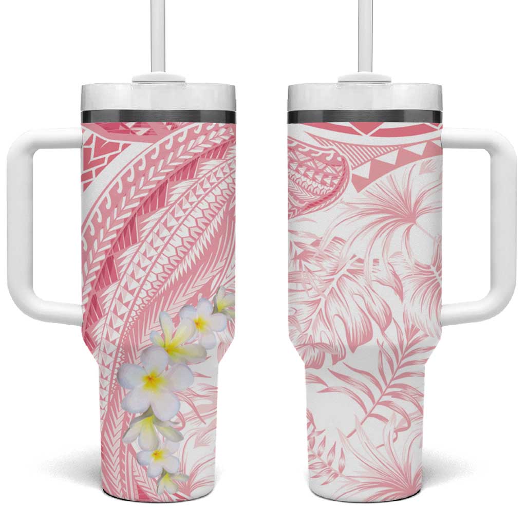 Polynesia Humpback Whale Tumbler With Handle Tropical Plumeria Pink LT7 One Size: 40 oz Pink - Polynesian Pride