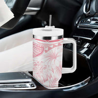 Polynesia Humpback Whale Tumbler With Handle Tropical Plumeria Pink LT7 - Polynesian Pride