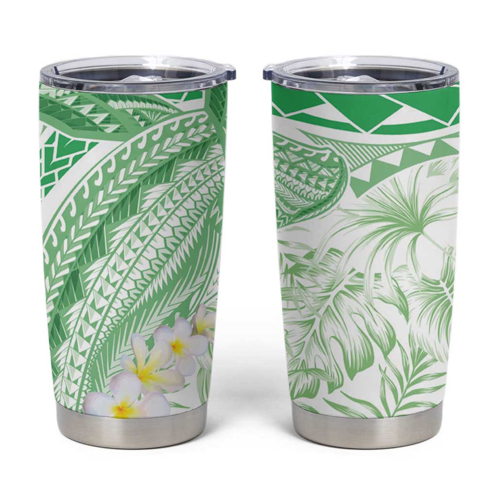 Polynesia Humpback Whale Tumbler Cup Tropical Plumeria Emerald LT7 Green - Polynesian Pride