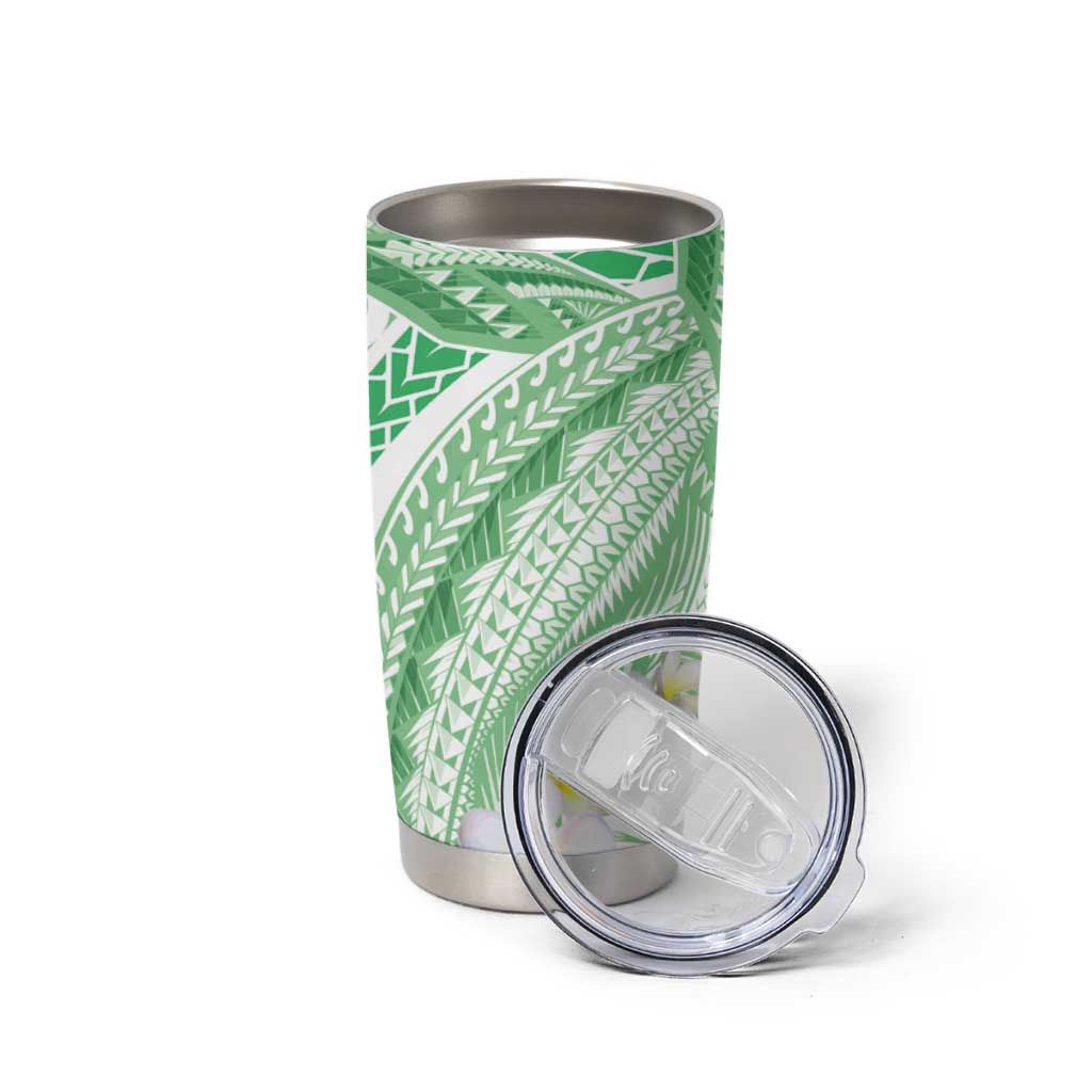 Polynesia Humpback Whale Tumbler Cup Tropical Plumeria Emerald LT7 - Polynesian Pride