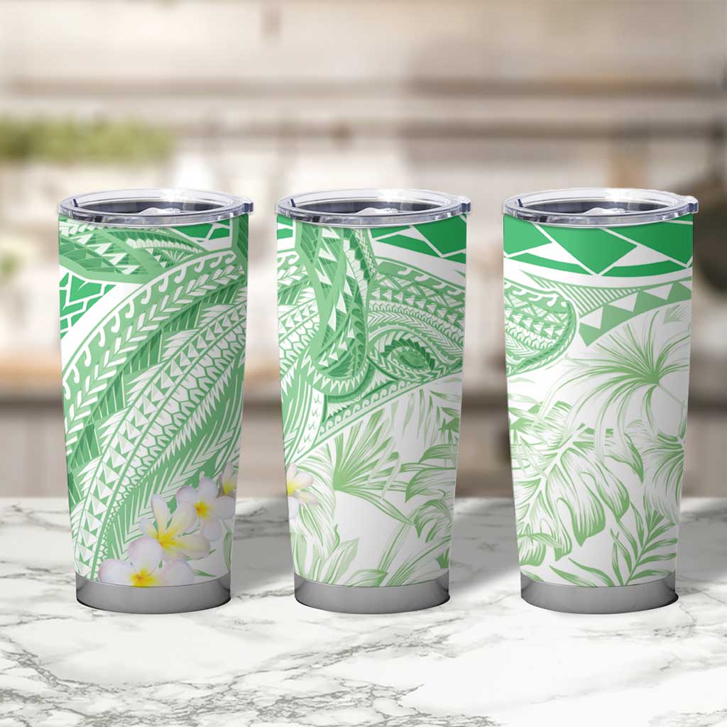 Polynesia Humpback Whale Tumbler Cup Tropical Plumeria Emerald LT7 - Polynesian Pride