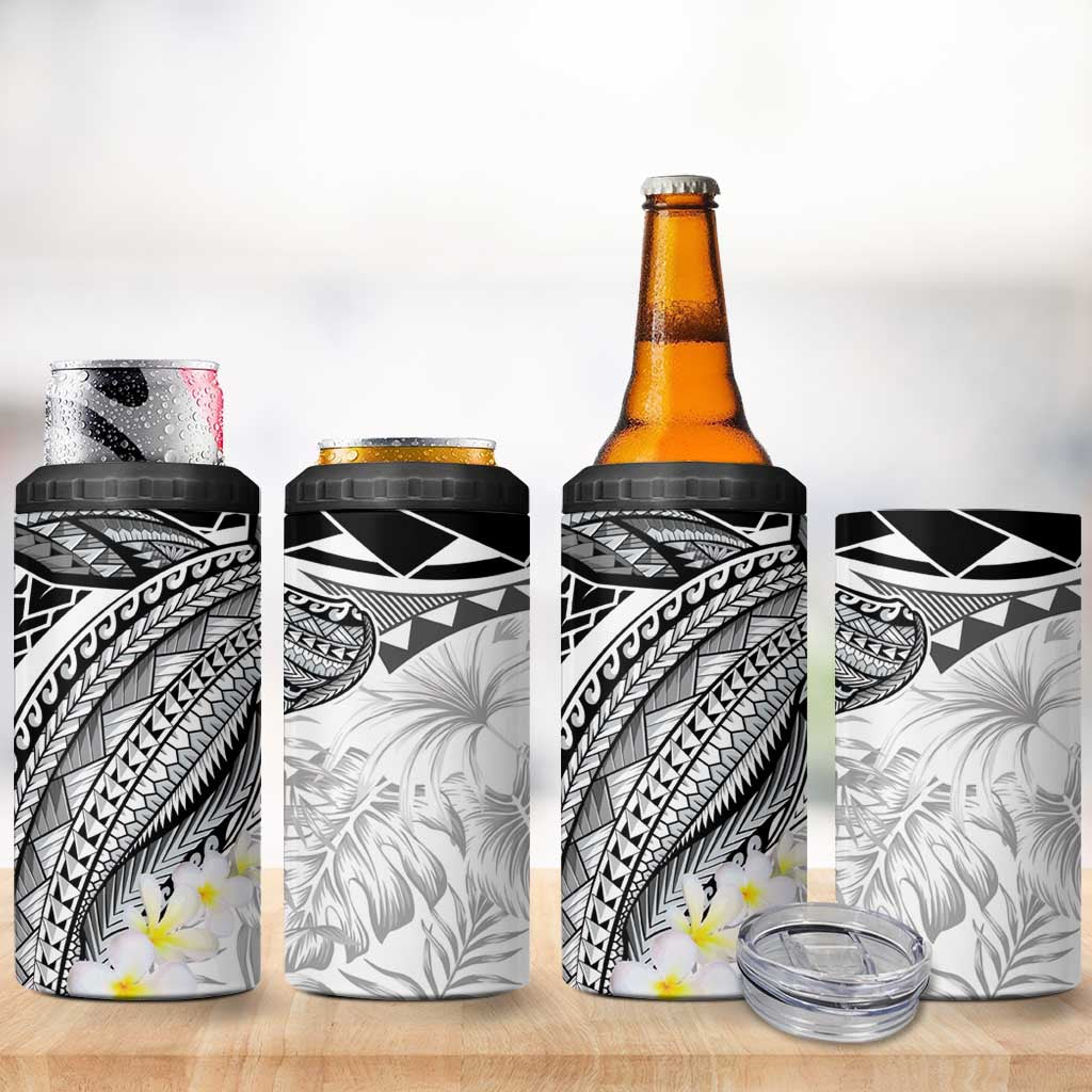 Polynesia Humpback Whale 4 in 1 Can Cooler Tumbler Tropical Plumeria Charcoal LT7 - Polynesian Pride