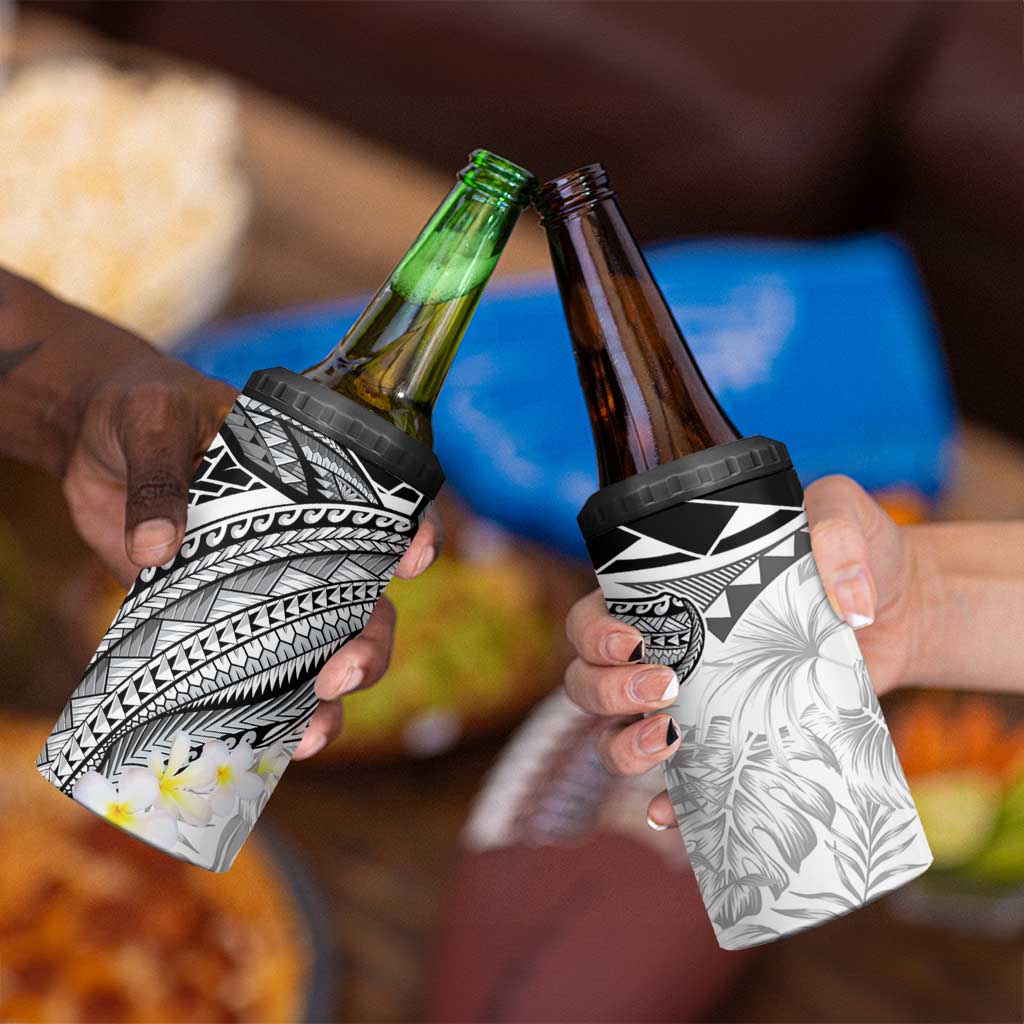 Polynesia Humpback Whale 4 in 1 Can Cooler Tumbler Tropical Plumeria Charcoal LT7 - Polynesian Pride
