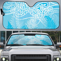 Aotearoa Maori Koru Curves Auto Sun Shade Silver Ferns - Turquoise LT7 Turquoise - Polynesian Pride