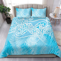 Aotearoa Maori Koru Curves Bedding Set Silver Ferns - Turquoise LT7 - Polynesian Pride