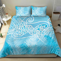 Aotearoa Maori Koru Curves Bedding Set Silver Ferns - Turquoise LT7 - Polynesian Pride