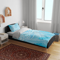 Aotearoa Maori Koru Curves Bedding Set Silver Ferns - Turquoise LT7 - Polynesian Pride