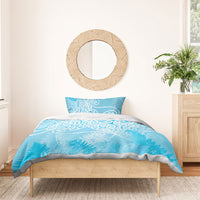 Aotearoa Maori Koru Curves Bedding Set Silver Ferns - Turquoise LT7 - Polynesian Pride