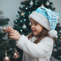 Aotearoa Maori Koru Curves Christmas Santa Hat Silver Ferns - Turquoise