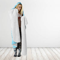 Aotearoa Maori Koru Curves Hooded Blanket Silver Ferns - Turquoise LT7 - Polynesian Pride