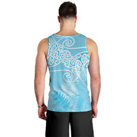 Aotearoa Maori Koru Curves Men Tank Top Silver Ferns - Turquoise LT7 - Polynesian Pride