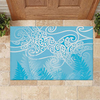 Aotearoa Maori Koru Curves Rubber Doormat Silver Ferns - Turquoise LT7 Turquoise - Polynesian Pride