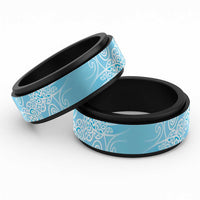 Aotearoa Maori Koru Curves Spinner Ring Silver Ferns - Turquoise LT7 Black Turquoise - Polynesian Pride