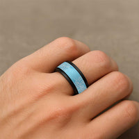 Aotearoa Maori Koru Curves Spinner Ring Silver Ferns - Turquoise LT7 - Polynesian Pride