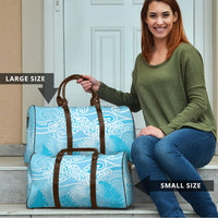 Aotearoa Maori Koru Curves Travel Bag Silver Ferns - Turquoise LT7 - Polynesian Pride