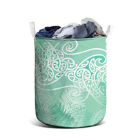 Aotearoa Maori Koru Curves Laundry Basket Silver Ferns - Mint LT7 - Polynesian Pride