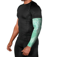 Aotearoa Maori Koru Curves Arm Sleeves Silver Ferns - Mint LT7 - Polynesian Pride