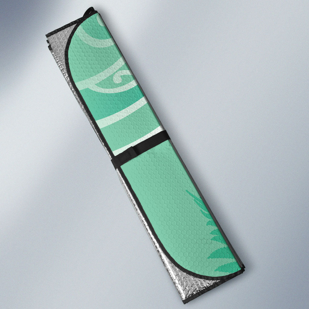Aotearoa Maori Koru Curves Auto Sun Shade Silver Ferns - Mint LT7 - Polynesian Pride