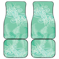 Aotearoa Maori Koru Curves Car Mats Silver Ferns - Mint LT7 - Polynesian Pride