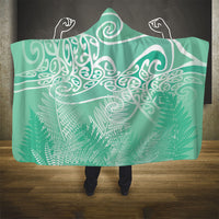 Aotearoa Maori Koru Curves Hooded Blanket Silver Ferns - Mint LT7 - Polynesian Pride
