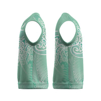 Aotearoa Maori Koru Curves Christmas Knitted V-Neck Vest Silver Ferns - Mint LT7 - Polynesian Pride