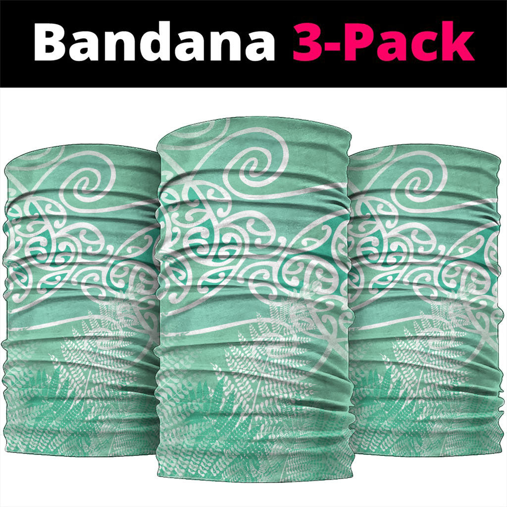 Aotearoa Maori Koru Curves Neck Gaiter Silver Ferns - Mint LT7 package One Size: 25*50cm Mint Green - Polynesian Pride