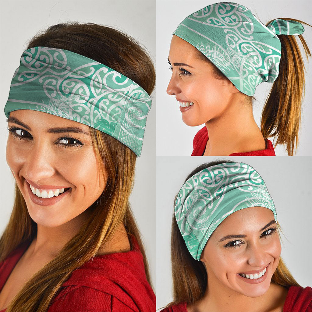 Aotearoa Maori Koru Curves Neck Gaiter Silver Ferns - Mint LT7 - Polynesian Pride