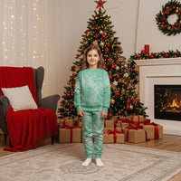 Aotearoa Maori Koru Curves Christmas Pajama Set Silver Ferns - Mint