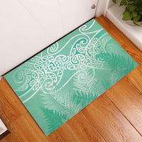 Aotearoa Maori Koru Curves Rubber Doormat Silver Ferns - Mint LT7 - Polynesian Pride