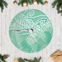 Aotearoa Maori Koru Curves Tree Skirt Silver Ferns - Mint