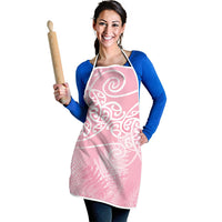 Aotearoa Maori Koru Curves Apron Silver Ferns - Rose Pink LT7 - Polynesian Pride