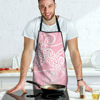 Aotearoa Maori Koru Curves Apron Silver Ferns - Rose Pink LT7 - Polynesian Pride