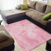 Aotearoa Maori Koru Curves Area Rug Silver Ferns - Rose Pink LT7 - Polynesian Pride