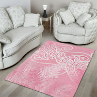 Aotearoa Maori Koru Curves Area Rug Silver Ferns - Rose Pink LT7 - Polynesian Pride