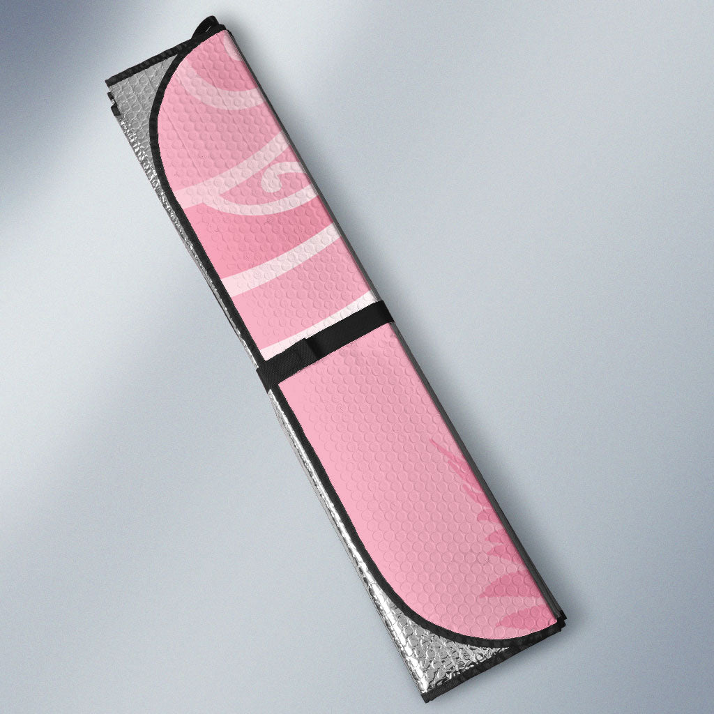Aotearoa Maori Koru Curves Auto Sun Shade Silver Ferns - Rose Pink LT7 - Polynesian Pride
