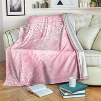 Aotearoa Maori Koru Curves Blanket Silver Ferns - Rose Pink LT7 Pink - Polynesian Pride