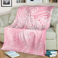 Aotearoa Maori Koru Curves Blanket Silver Ferns - Rose Pink LT7 - Polynesian Pride
