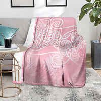 Aotearoa Maori Koru Curves Blanket Silver Ferns - Rose Pink LT7 - Polynesian Pride