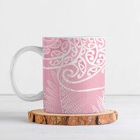 Aotearoa Maori Koru Curves Ceramic Mug Silver Ferns - Rose Pink LT7 Pink - Polynesian Pride
